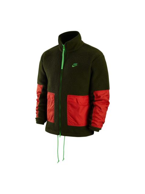 Nike fleece zipped hooded jacket 'Green Red' DV8183-326