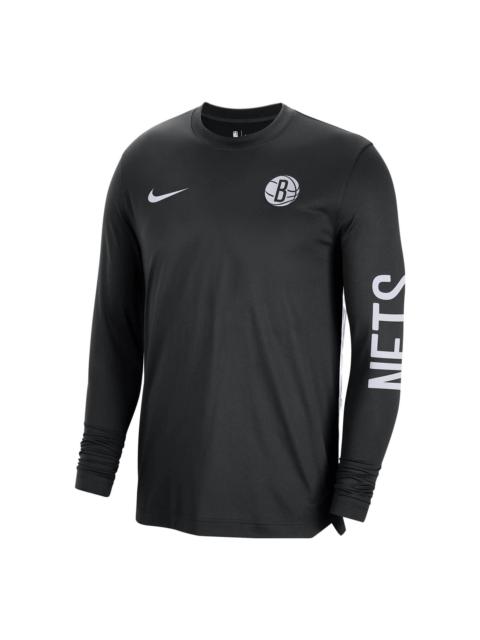 Nike Nike x NBA Dri-FIT Brooklyn Nets Long Sleeve Pre-Game T-Shirt 'Black' FB3465-010