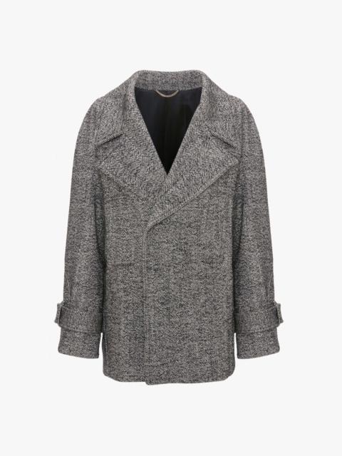 Victoria Beckham Oversized Pea Coat In Monochrome