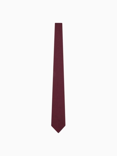 EMPORIO ARMANI Pure silk tie with jacquard micro-pattern