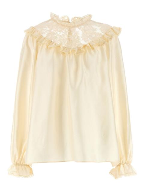 Zimmermann lace ruffled silk blouse