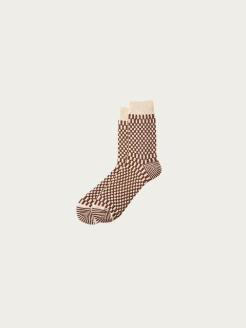 ROTOTO® Checkerboard Pattern Socks - Chocolate