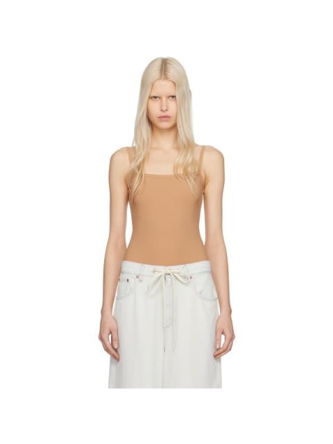 MM6 Maison Margiela Tan Square Neck Bodysuit