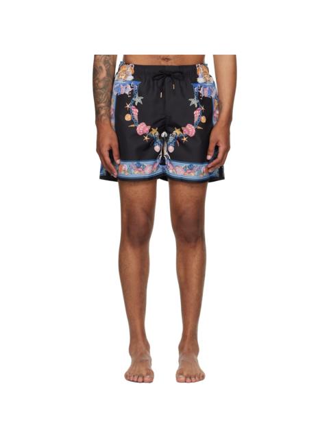 VERSACE Black & Blue Coral Theatre Board Swim Shorts