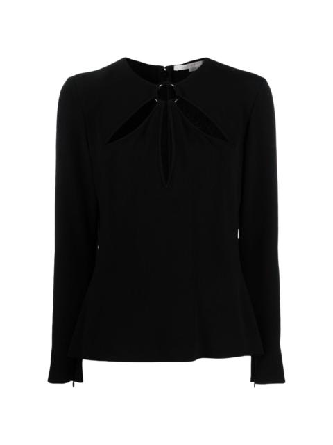 cut-out long-sleeve blouse