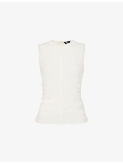 WHISTLES Round-Neck Sleeveless Textured Stretch-Cotton Tank