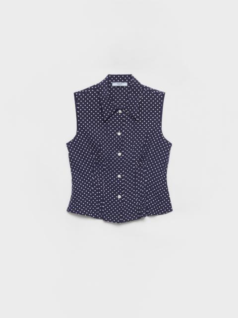 Prada Sleeveless polka-dot marocain silk shirt