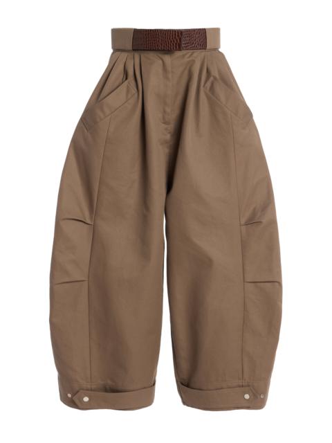 NICCOLÒ PASQUALETTI Montage Leather Cotton-Twill Trousers brown