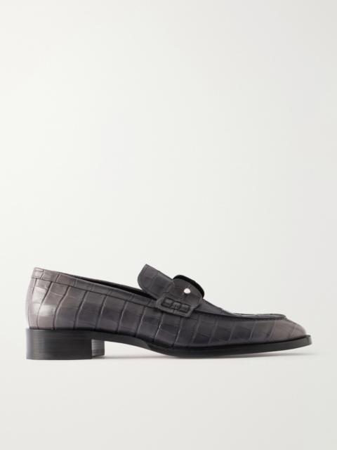 Christian Louboutin Chambelimoc Croc-Effect Leather Loafers