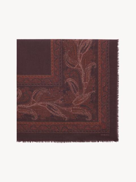 SAINT LAURENT SQUARE SCARF IN PAISLEY CASHMERE TWILL