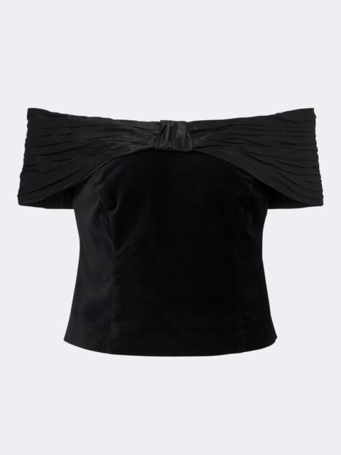 RIXO Chime off-shoulder cotton velvet top