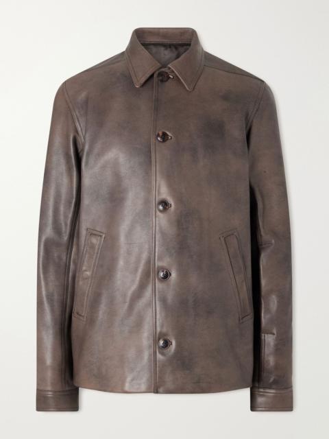 Rick Owens Brad Leather Jacket Brown