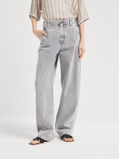 Brunello Cucinelli Authentic denim curved trousers with monili
