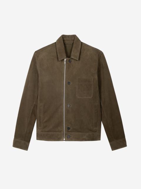The Kooples SUEDE JACKET WITH KHAKI OFFSET ZIP