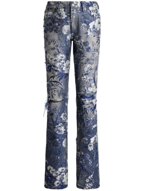 Ralph Lauren 160 distressed floral-jacquard jeans