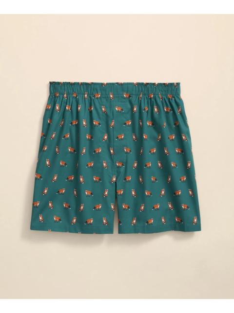 Brooks Brothers Cotton Broadcloth Fox Motif Boxers