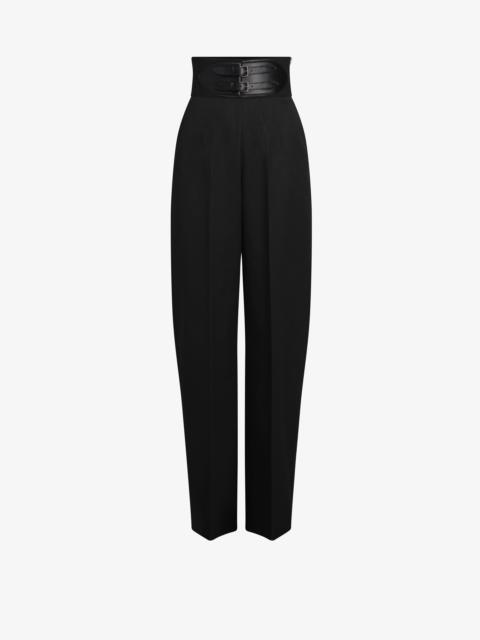 Archetypes belted wool-blend gabardine wide-leg pants