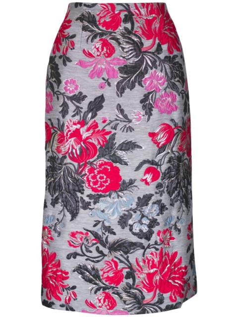 CAROLINA HERRERA floral-jacquard midi skirt