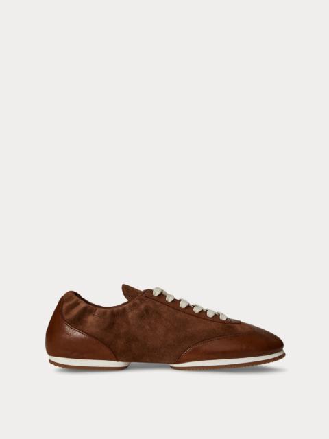 Polo Ralph Lauren The Leather-Suede Pony Ballerina Sneaker