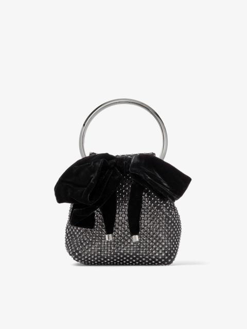 JIMMY CHOO Bon Bon
Black Crystal Mesh Bag With Velvet Bow