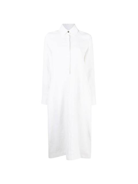 linen long-sleeve shirt dress