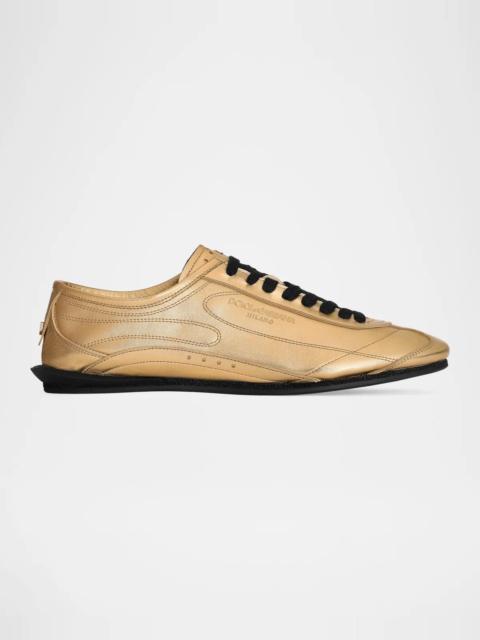 Dolce & Gabbana Men's Lipari Metallic Leather T-Toe Sneakers