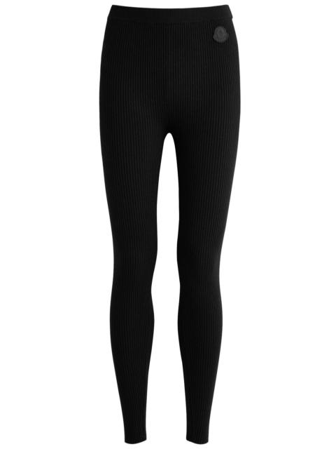 Moncler Moncler Logo Ribbed-knit Leggings