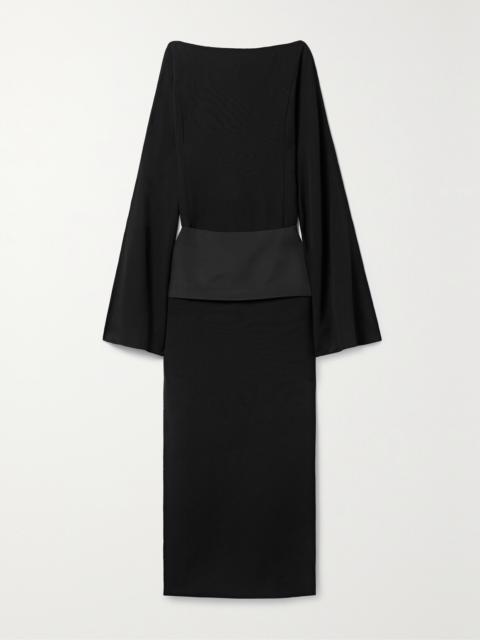 KHAITE Nanette Faille-trimmed Crepe Maxi Dress