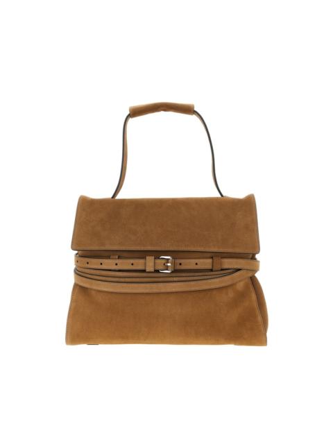 Moschino medium Tie Me belt-detail suede shoulder bag