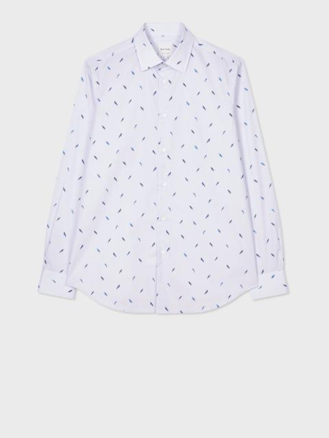 Tailored-Fit Light Blue 'Bird' Print Shirt