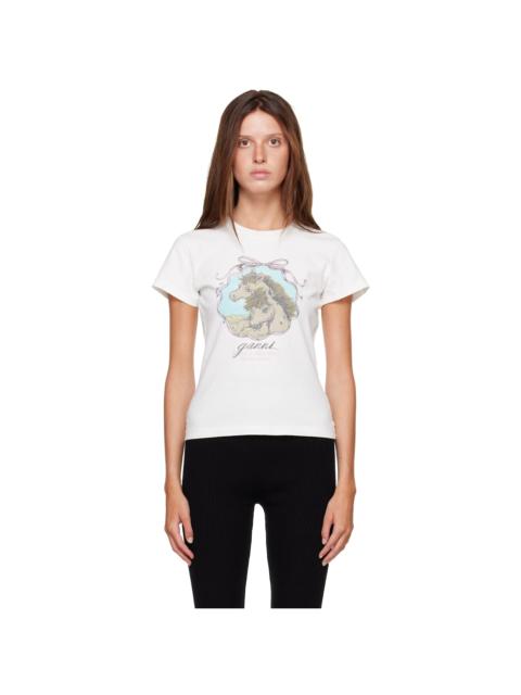 GANNI White Qixi Basic Cotton Jersey Baby Fit T-shirt