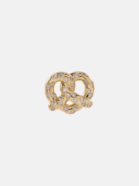SYDNEY EVAN Pretzel 14kt gold single stud earring with diamonds