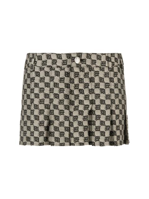 monogram-pattern pleated mini skirt