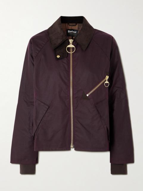 Barbour Arlene Corduroy-trimmed Waxed-cotton Jacket