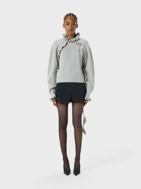 Blumarine WOOL CARDIGAN WITH RUCHING AND FLOUNCED DETAILING