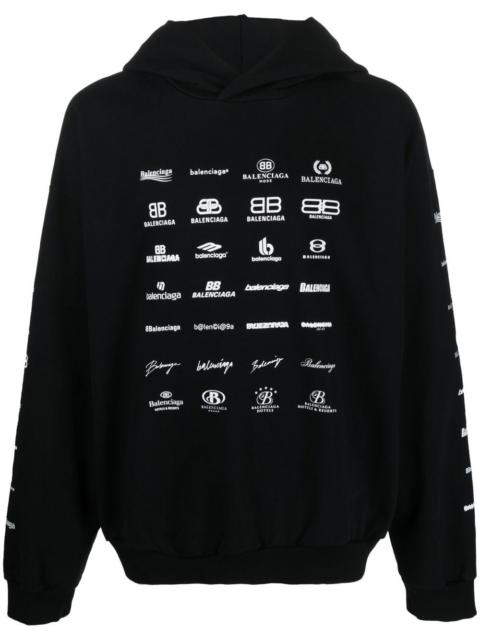 BALENCIAGA logo-print long-sleeve hoodie
