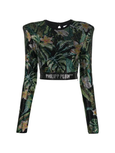 PHILIPP PLEIN crystal-embellished long-sleeved top