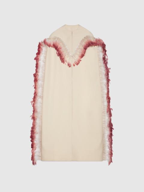 GUCCI Wool silk coat with feather detail