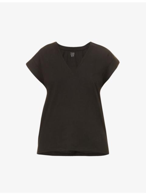 FRAME Le Mid Rise V-neck organic cotton T-shirt