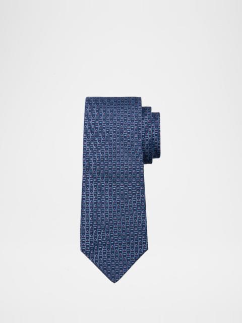 FERRAGAMO Men's Gancini Monogram-Print Silk Tie