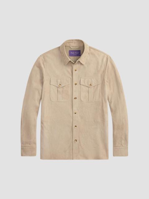 Ralph Lauren Men's Desert-Faded Barron-Print Suede Jacket - Clay