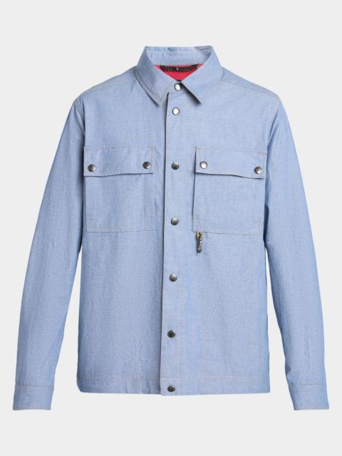 Moncler Men's Snap-Front Shirt Jacket with Clip