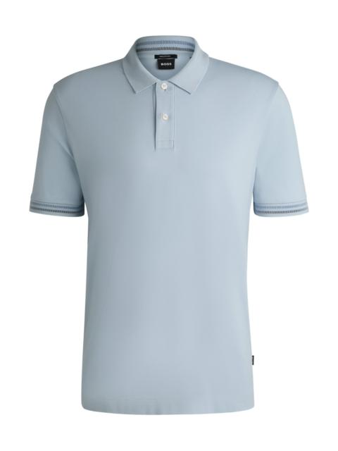 BOSS MERCERIZED-COTTON REGULAR-FIT POLO SHIRT WITH STRIPE TRIMS