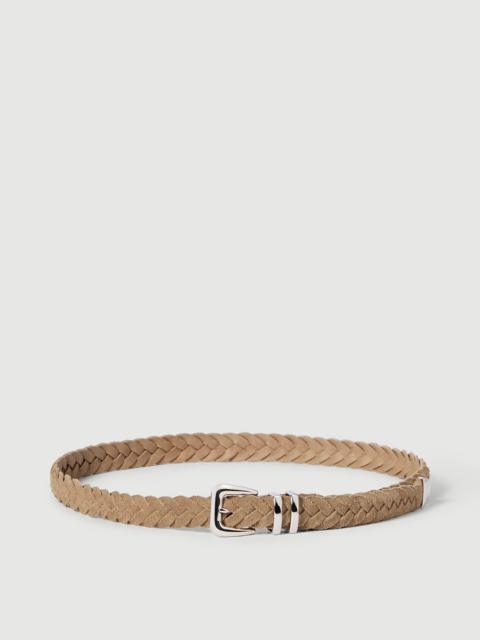 Brunello Cucinelli Reversed calfskin braided belt with tip