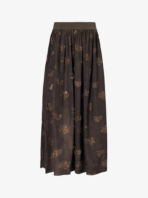 UMA WANG Gillian distressed-pattern woven maxi skirt