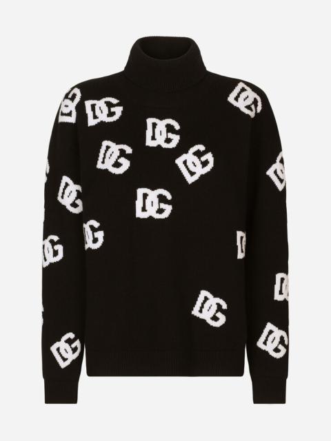 Virgin wool turtleneck with inlaid DG logo