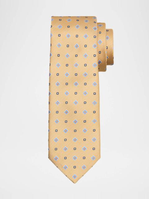 Canali Men's Chevron Micro-Geometric Jacquard Silk Tie