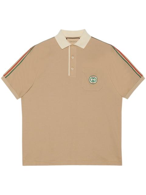 GUCCI Web-stripe logo-patch polo shirt
