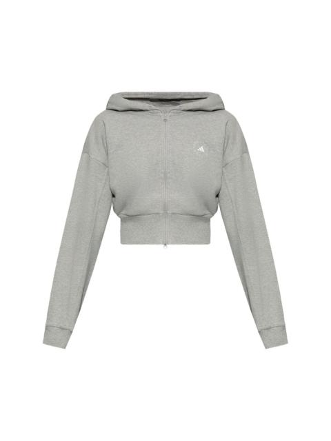 adidas logo-print cropped hoodie