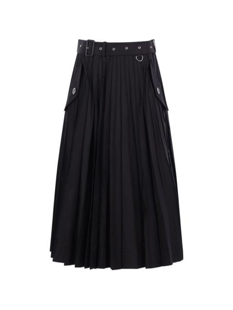 sacai pleated belted skirt